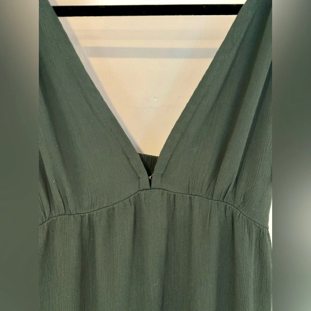 Abercrombie & Fitch Olive Green Maxi Dress with Tie Shoulders